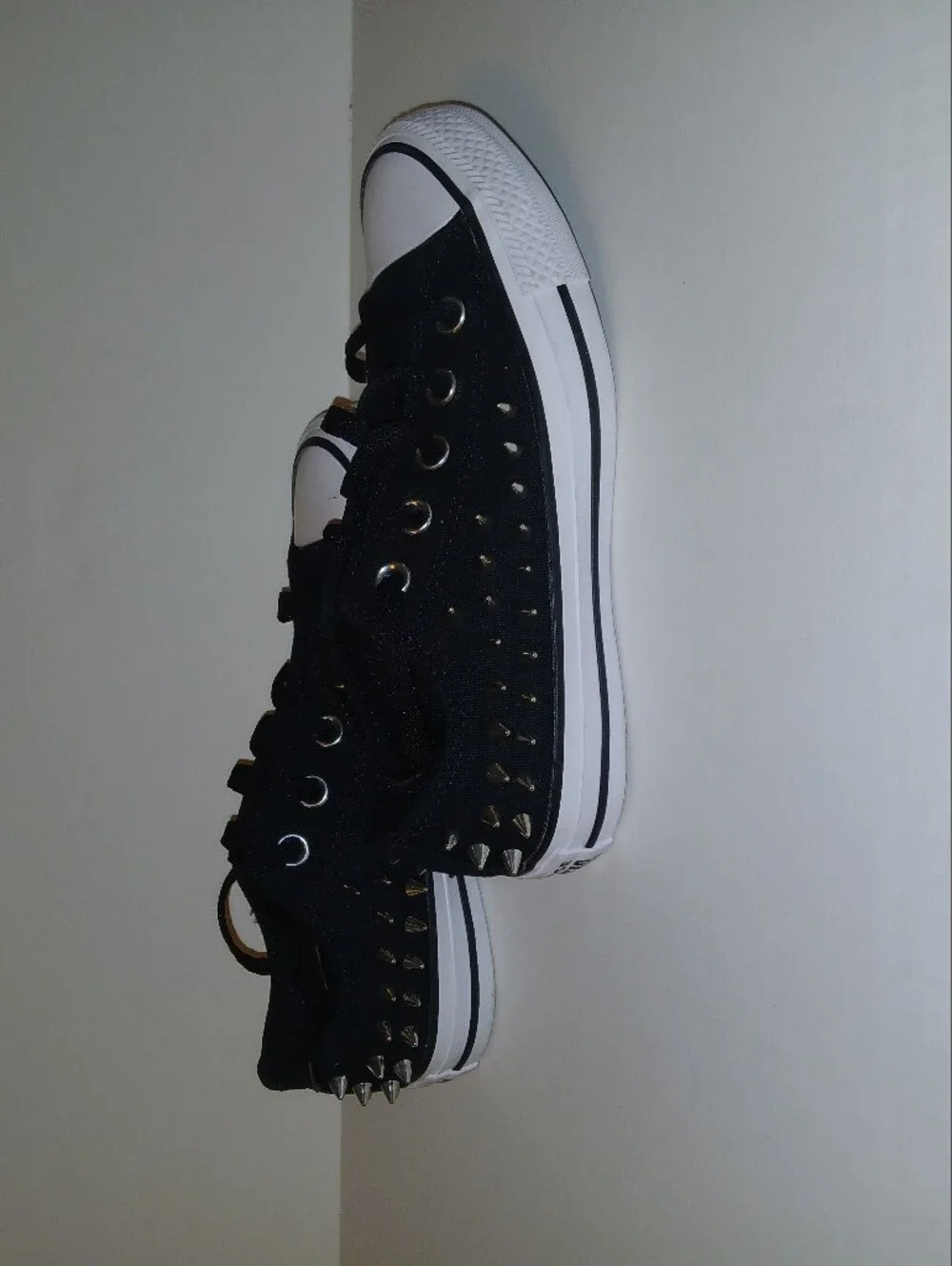 Converse Chuck Taylor All Star Low Top Silver Spike Studded Sneakers, Black
